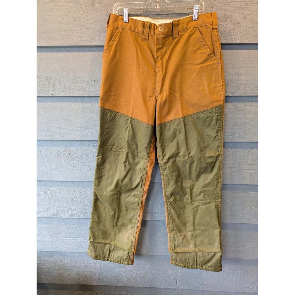 Vintage SafTbak Pants Mens 36x32 Brown Green Canvas Nylon Hunting Double Knees